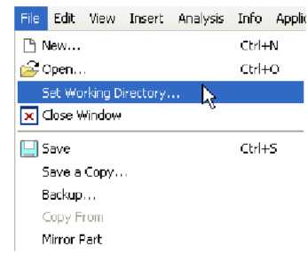 Set Working Directory theo Menu File