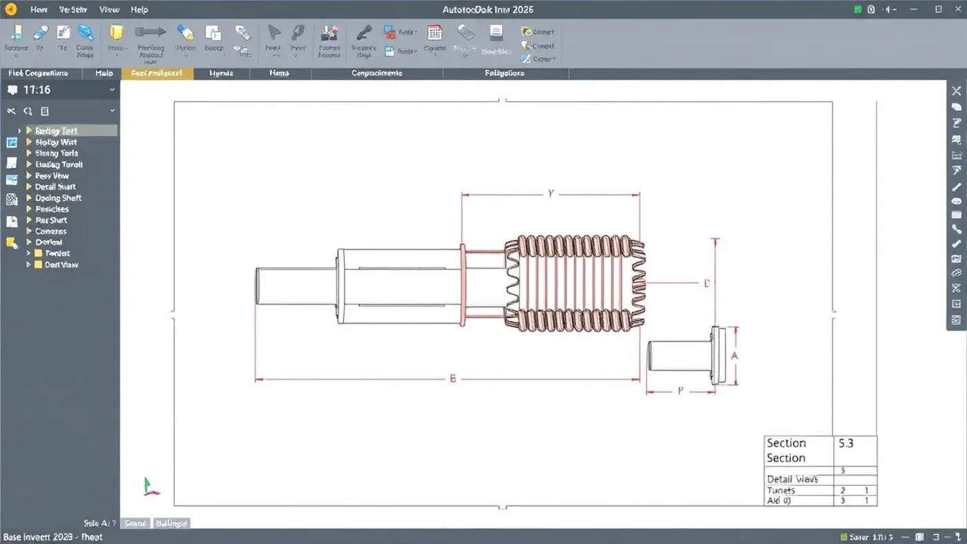 Drawing Inventor 2026 của trục bậc