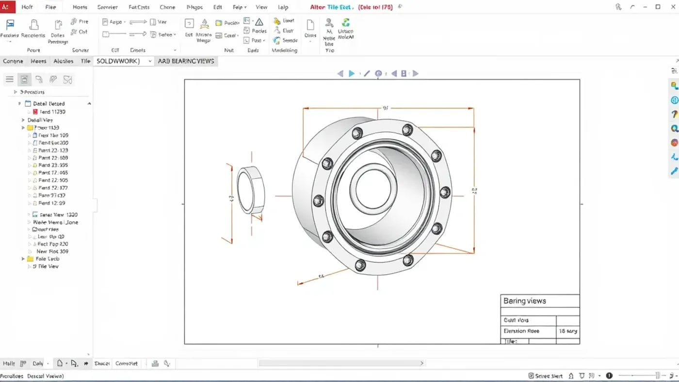 Bản vẽ gối đỡ từ model SolidWorks